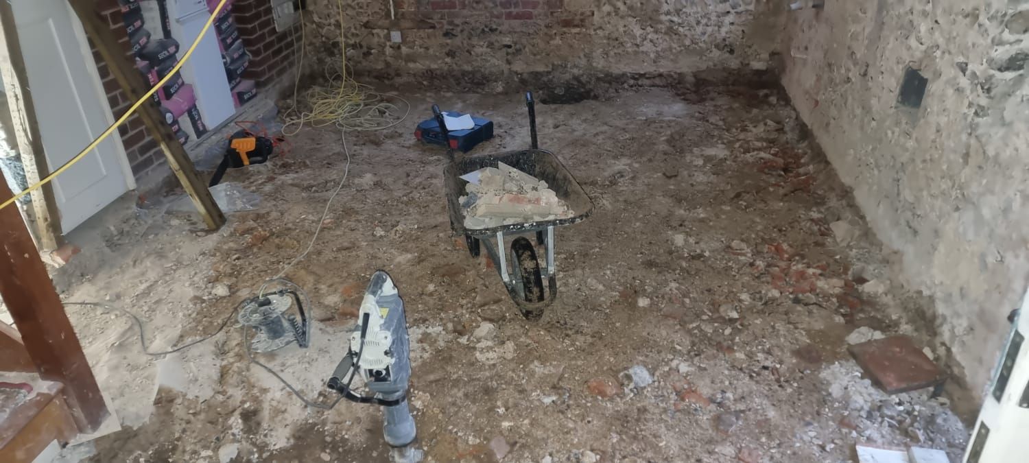 Ground concrete floor taken up