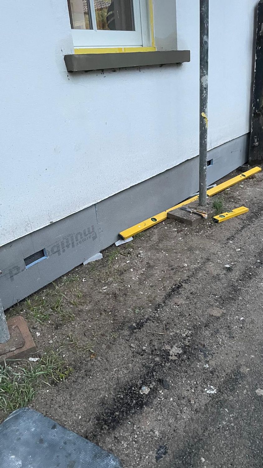 New plinth insulation being installed
