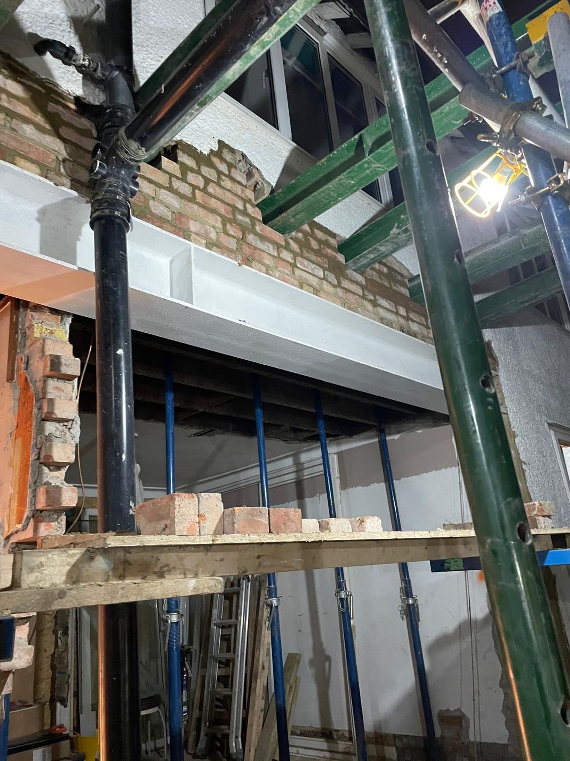 Steelwork is in place for extending the kitchen and dining