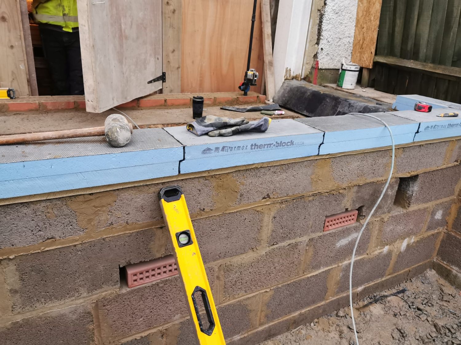 Marmox Thermoblock base for Timber frame extension in Finchley, London