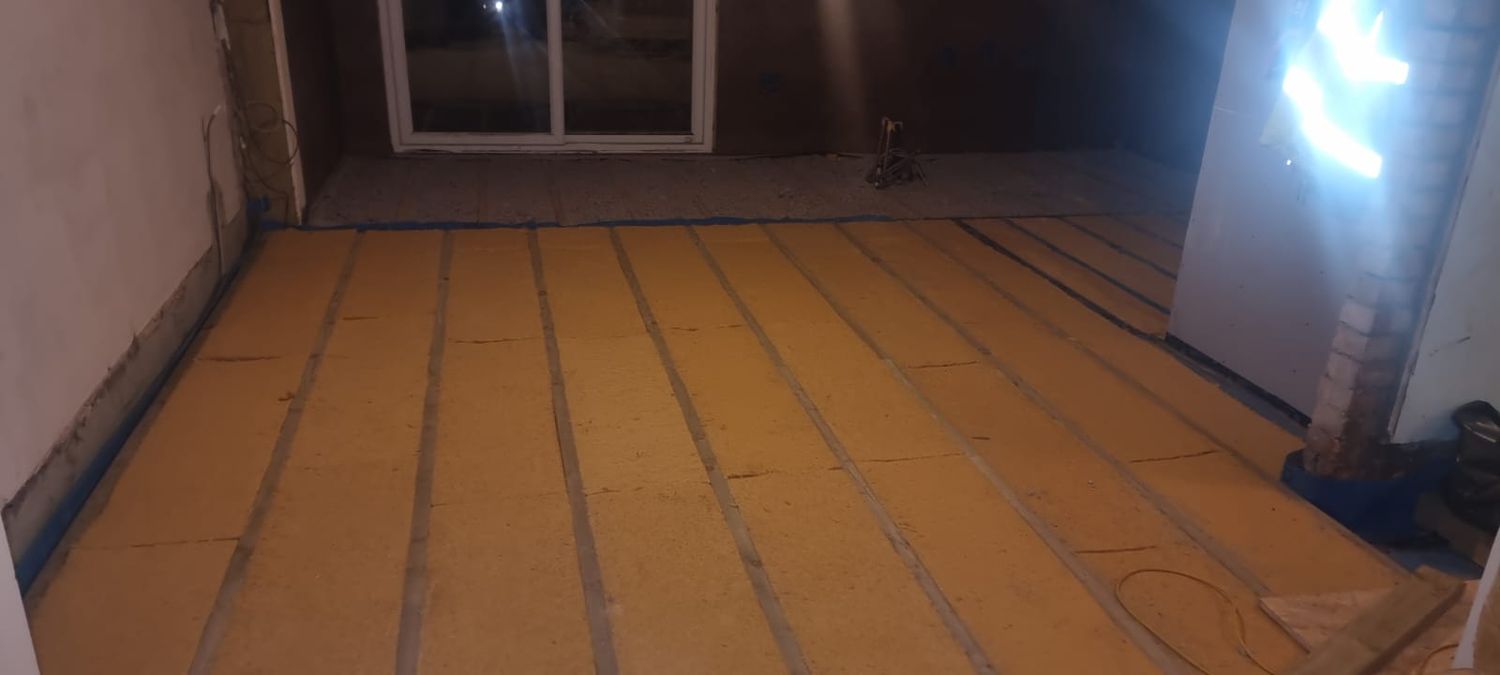 Existing floor is insulated with Steico flexible wood fibre batts