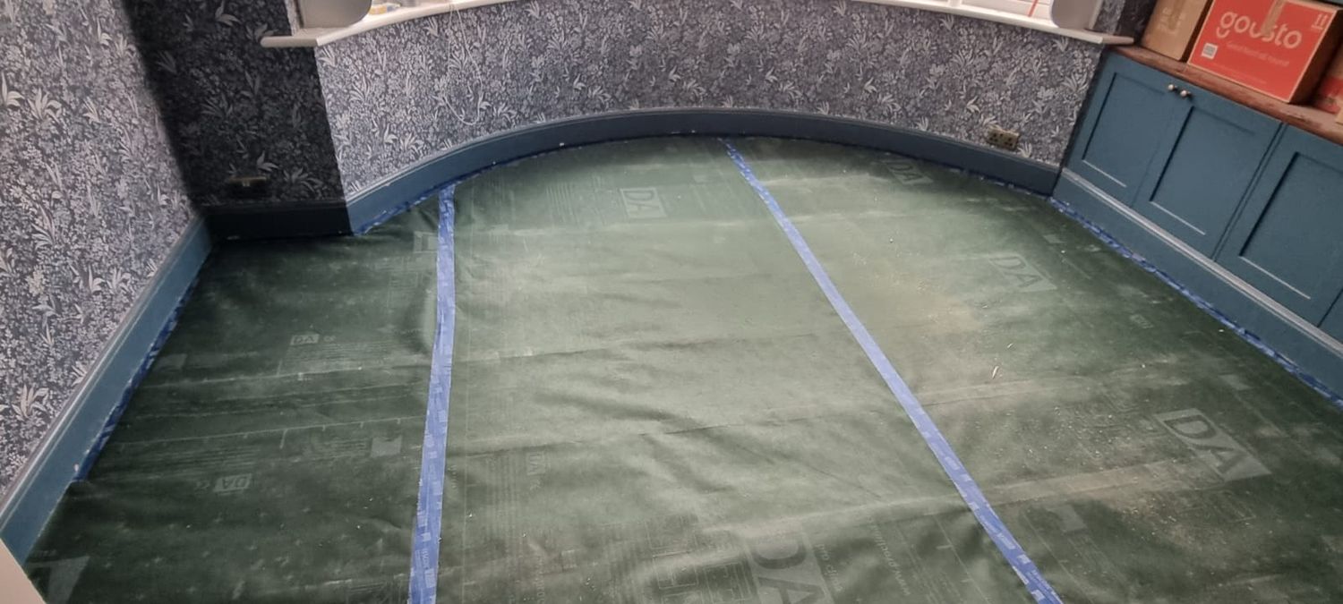 Suspended floor insulation - Pro Clima DA membrane taped with ProClima airtight tape