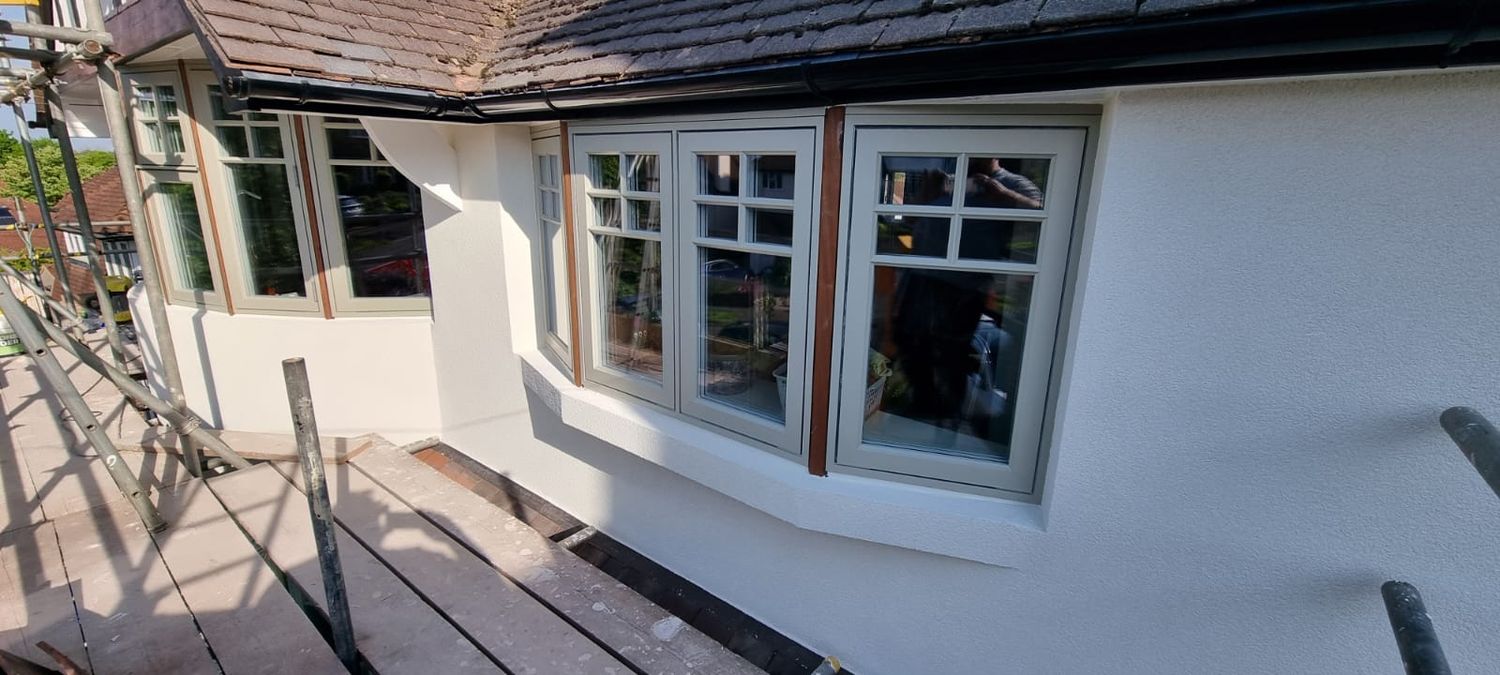 External wall insulation completed on upper front bay windows
