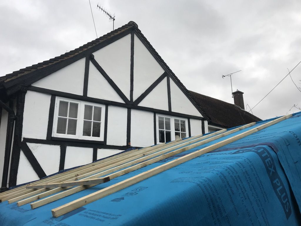 Roof structure being installed
