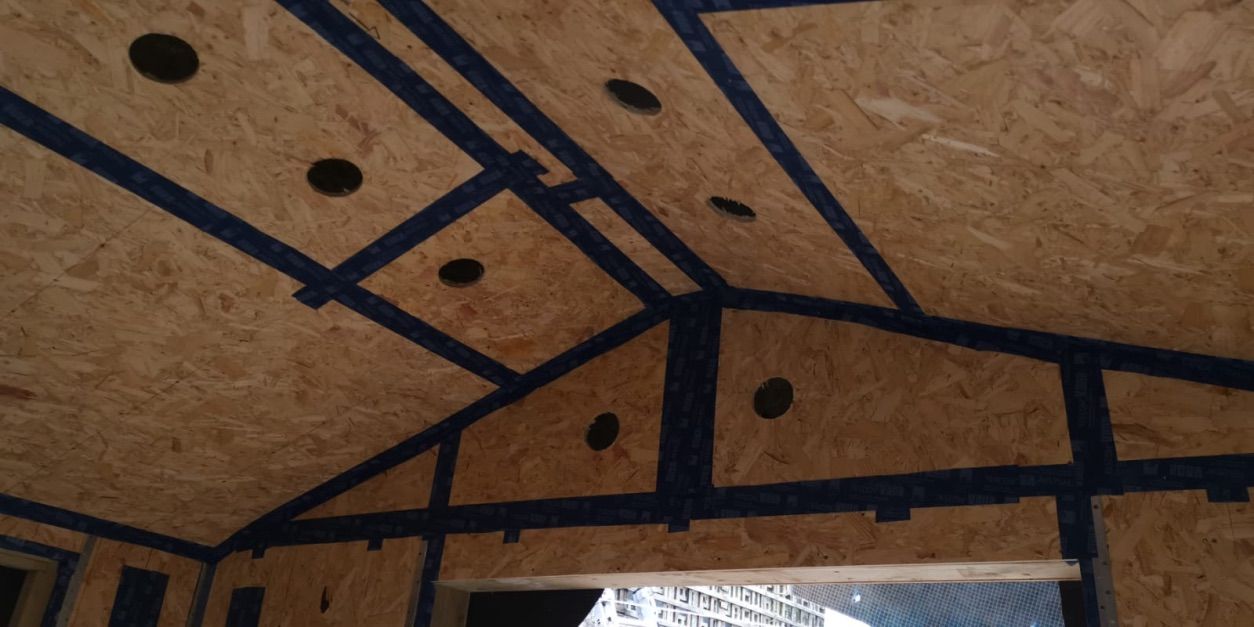Roof boarded & holes cut for warmcel cellulose fibre insulation