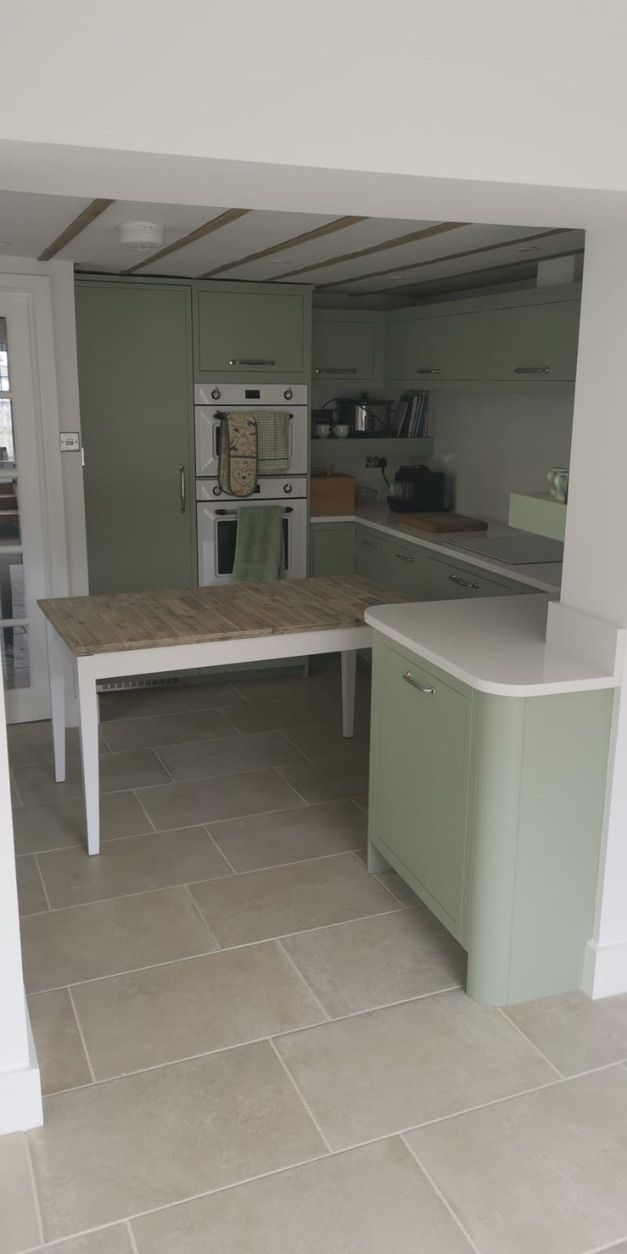 New extension insulated with natural materials, decorated, kitchen units installed
