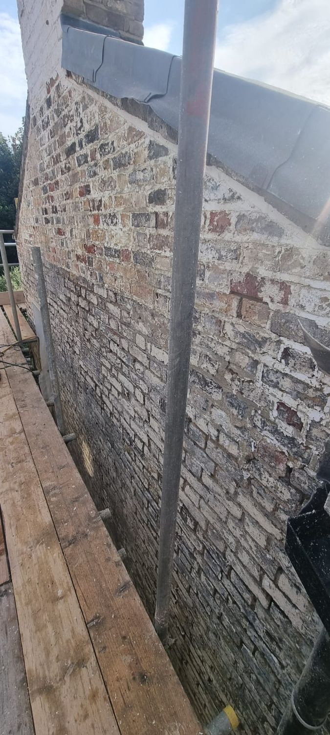 Preparation- cement render taken back to bare brickwork