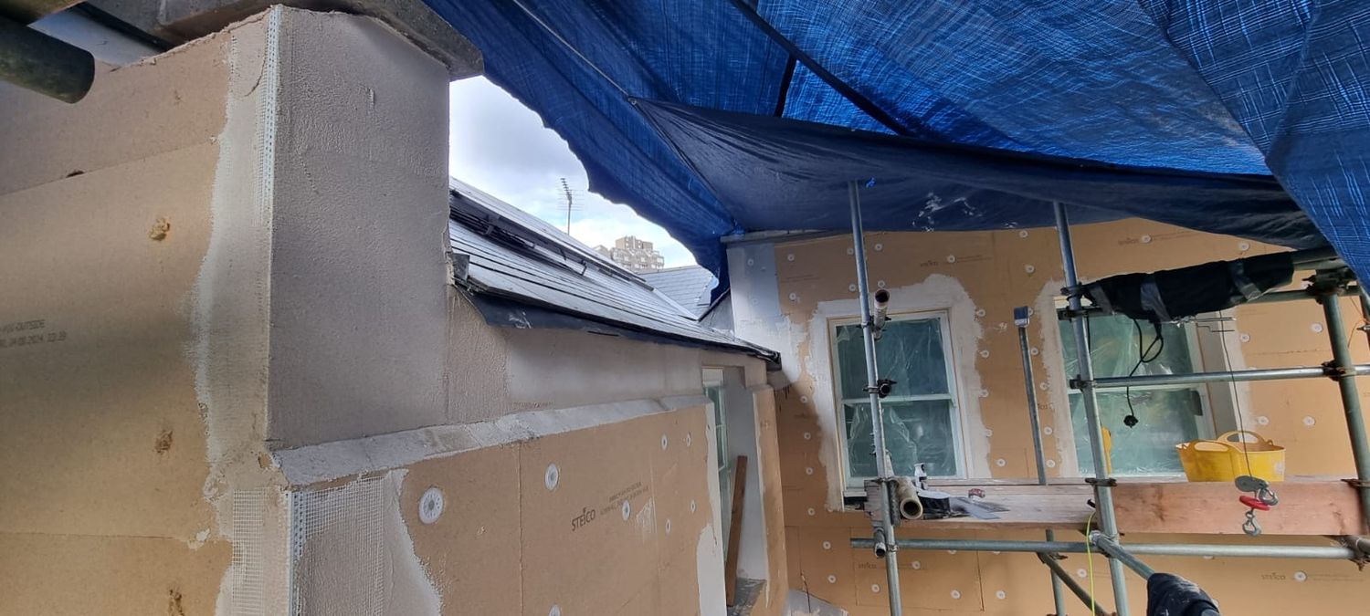 Wood fibre insulation boards installed with intricate detailing in Brixton, London