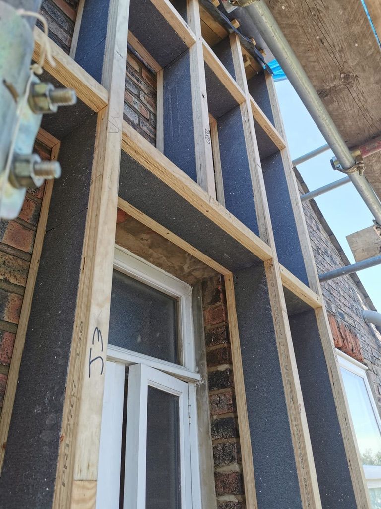 Preparation for external wall insulation using 220mm I-joists
