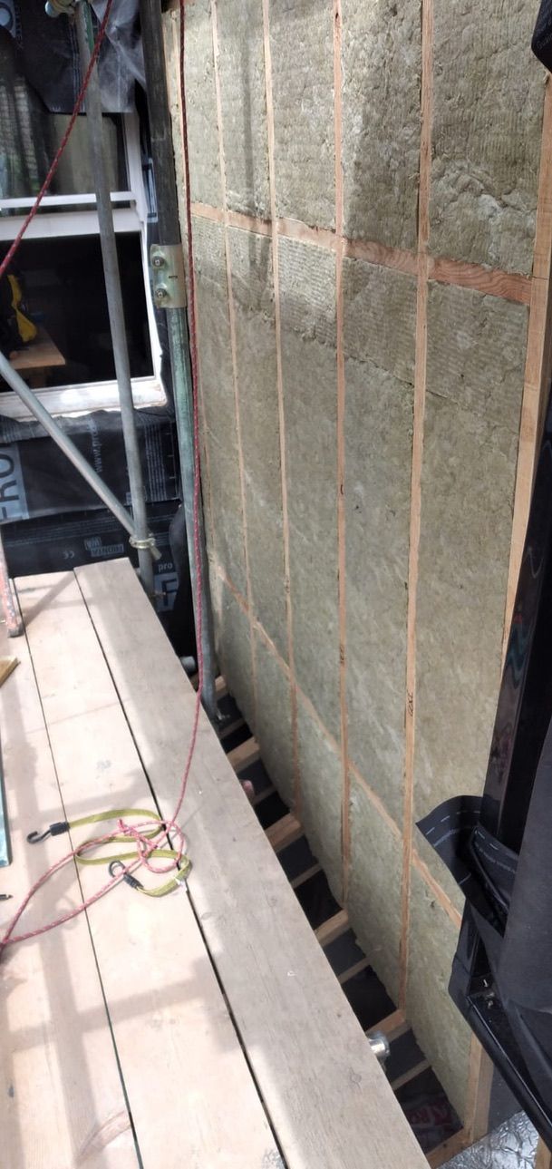 Mineral wool external wall insulation fitted