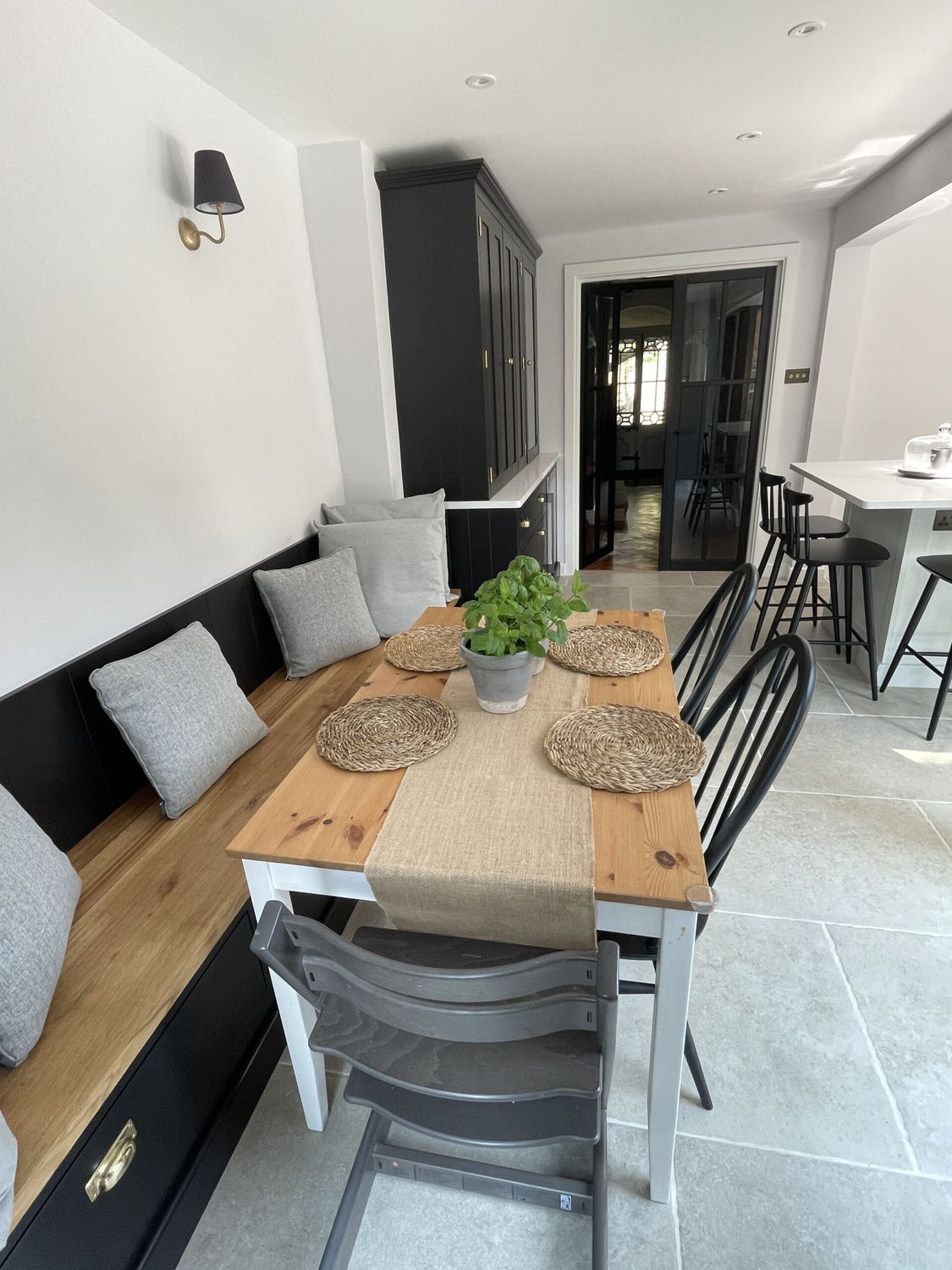 Completed open plan kitchen diner in listed building