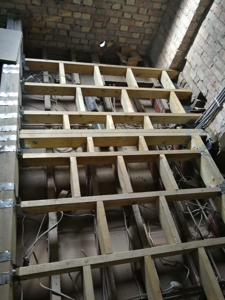 New suspended floor structure being installed