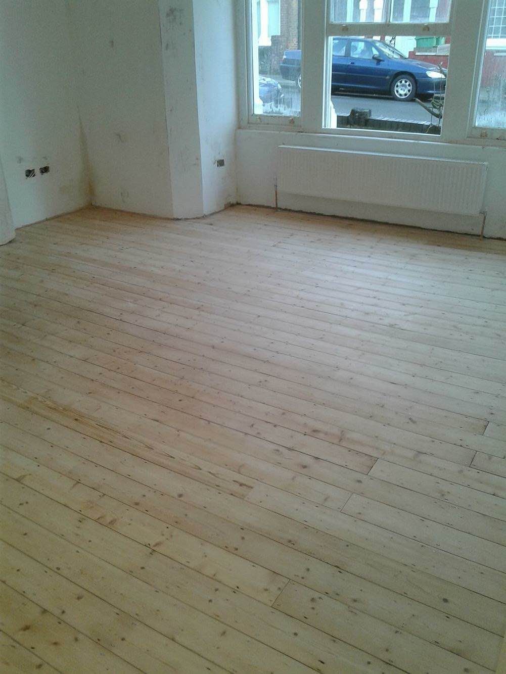 Floor board installed and sanded