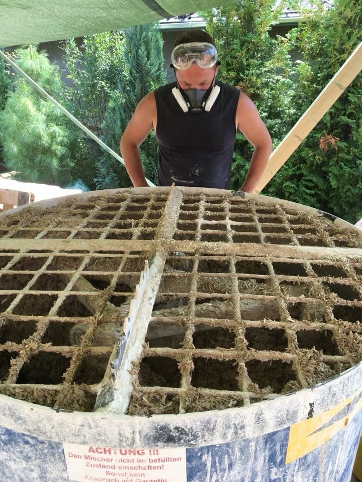 Hempcrete mixing on-site - forced action mixer