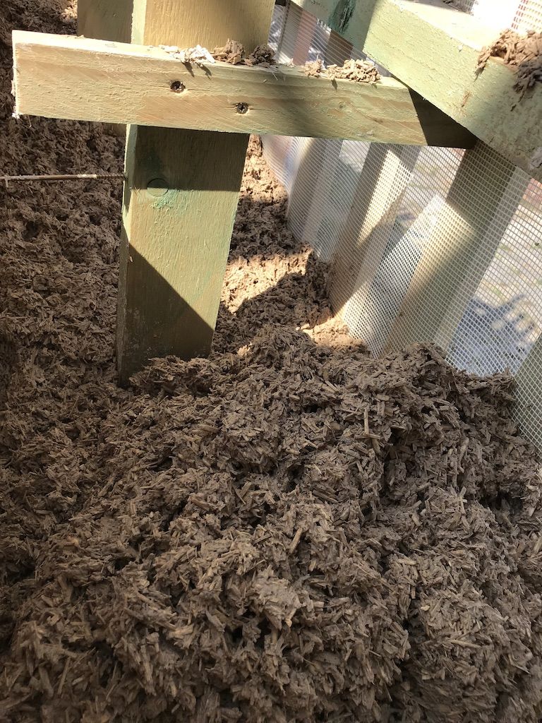 Casting hempcrete into timber structure