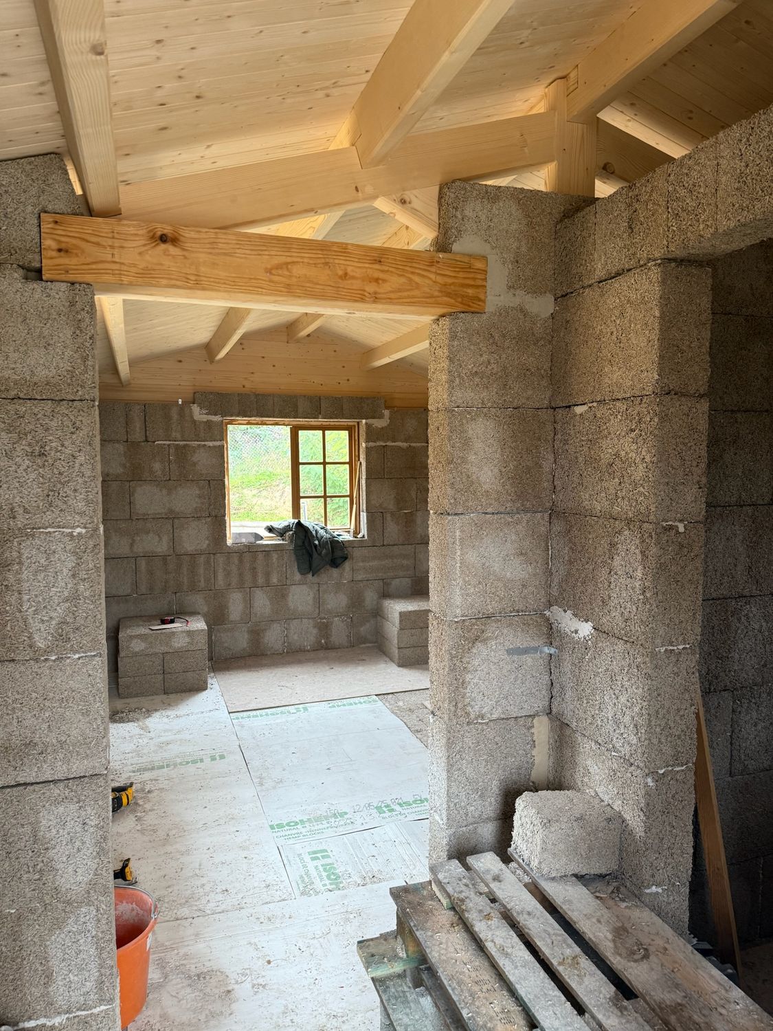Completed internal wall insulation with IsoHemp blocks