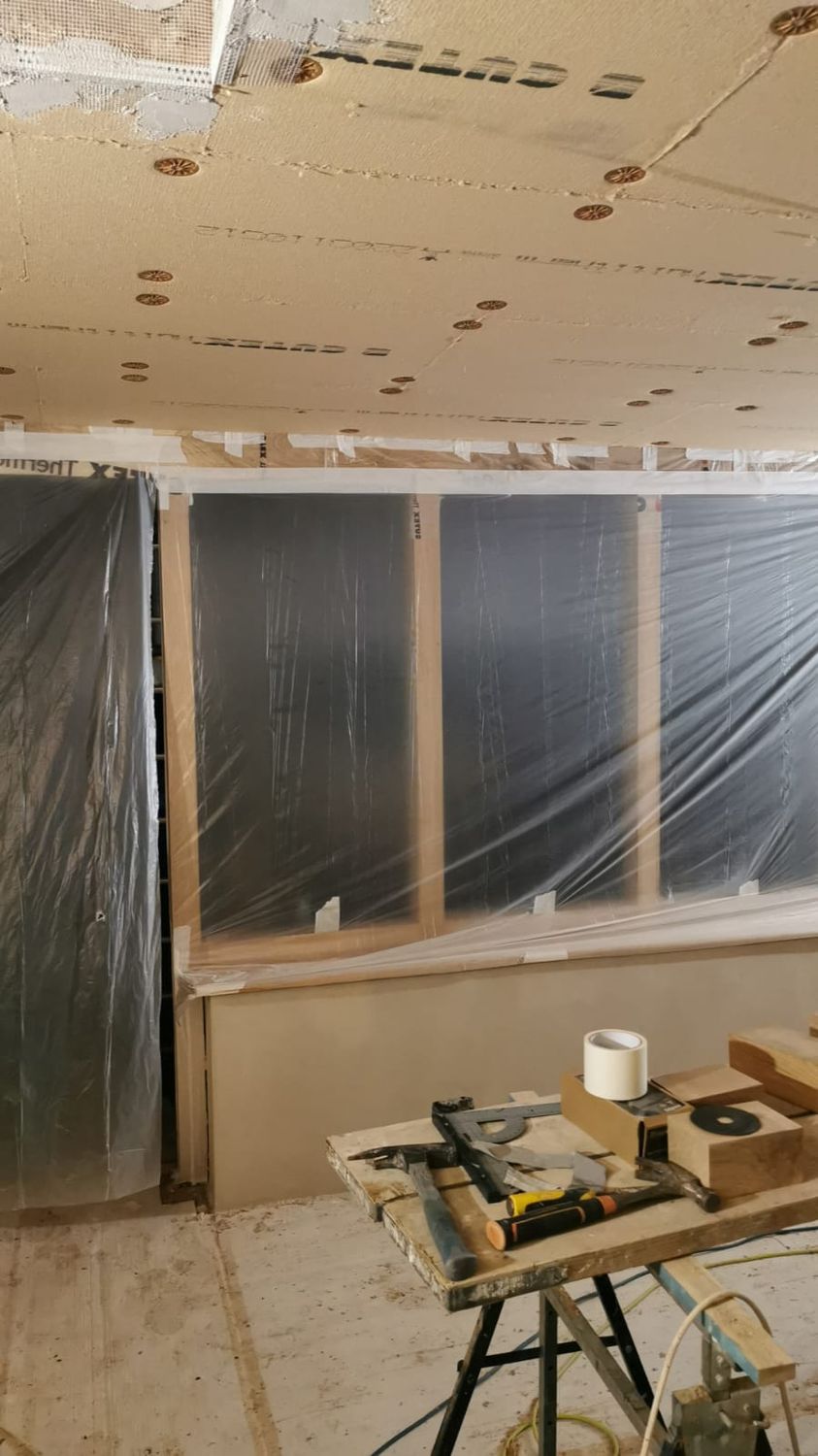 Oak framed wall being completed