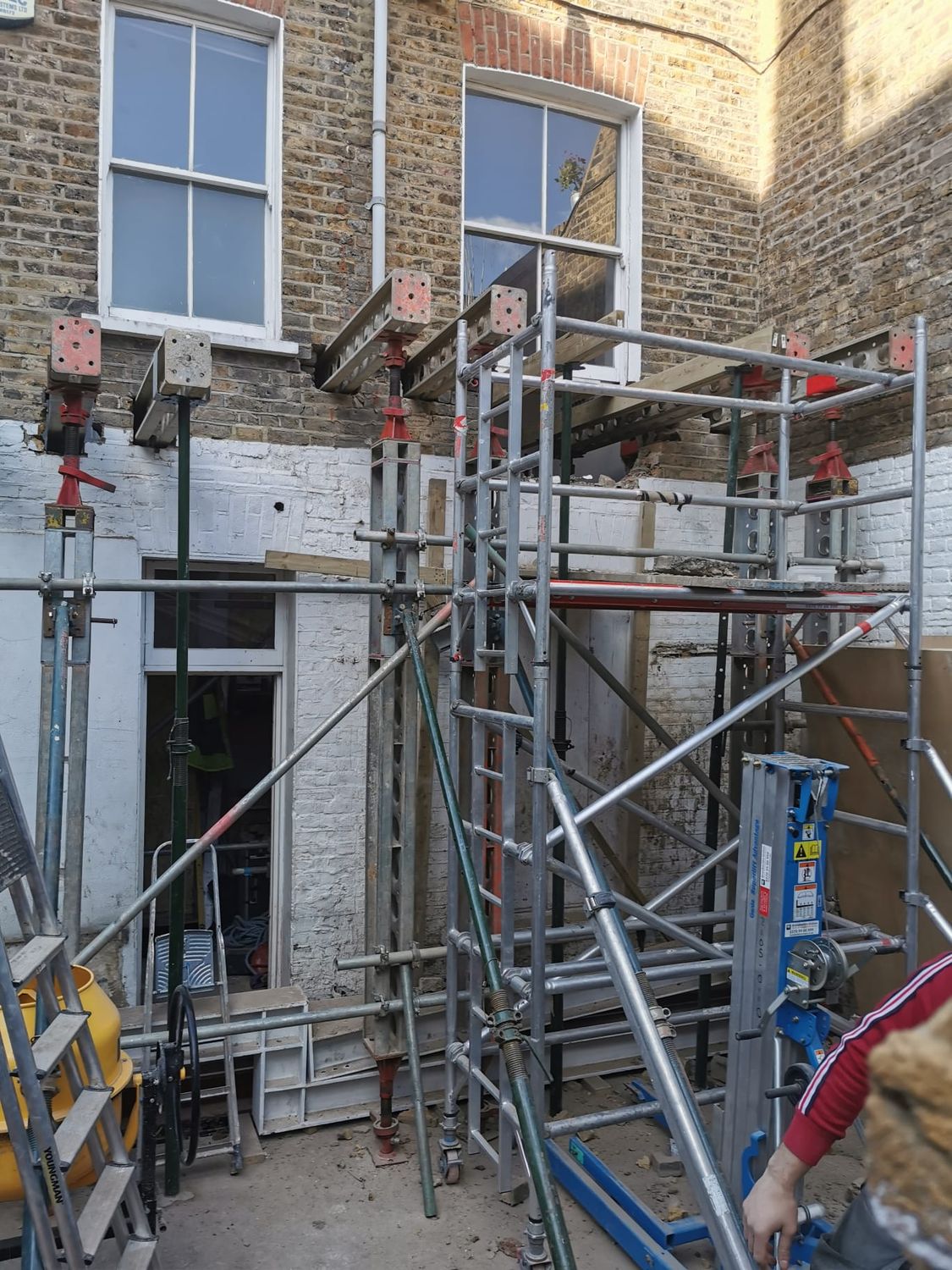 Temporary structural support being installed