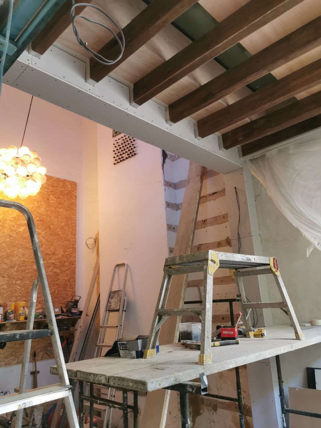 New, decorative timber roof structure